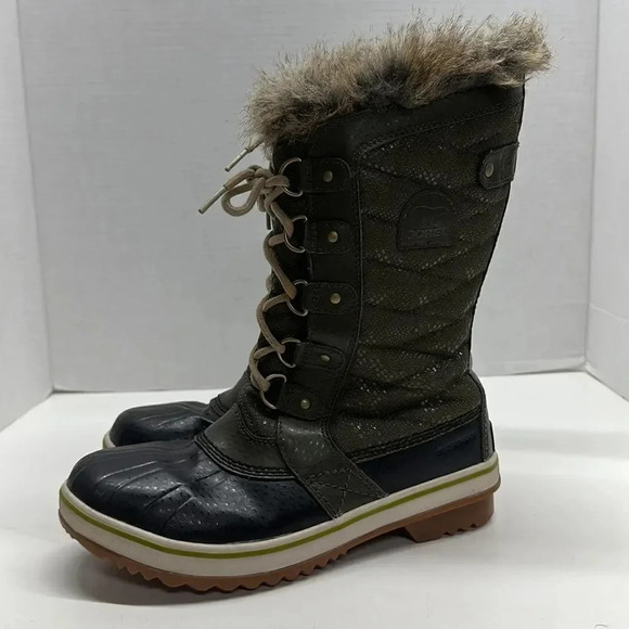 Sorel Tofino II Boots Faux Fur Lined Winter Lace Up Snow Waterproof Green Size 6 - Picture 5 of 9
